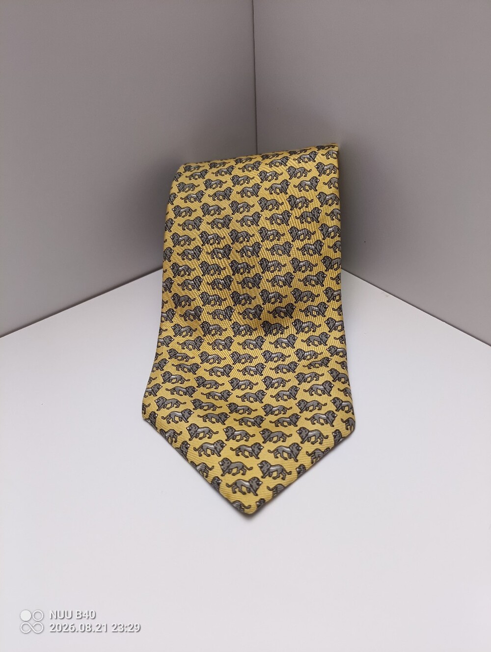 Brooks Brothers Yellow Elephant Pattern Silk Tie